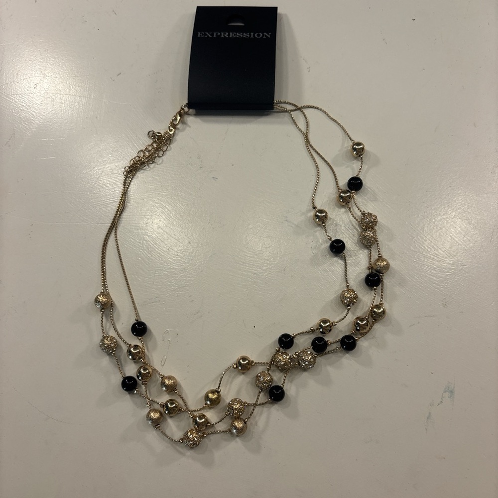 Expressions Gold and Black Beaded Necklace